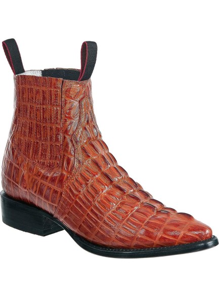Western Shops Mens Leather Cowboy Boots Crocodile Alligator Print Short Ankle Western J Toe Boot