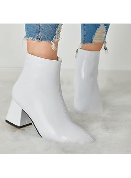 Women's Western Ankle Boot Pointed Toe Chunky Block Mid Heel Chelsea Cowboy Booties