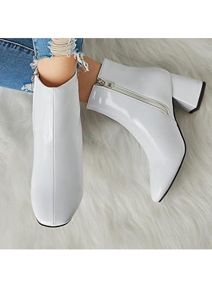 Women's Western Ankle Boot Pointed Toe Chunky Block Mid Heel Chelsea Cowboy Booties