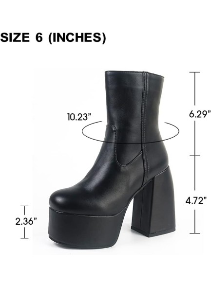 Womens Chunky Heel Ankle Boots Platform Block High Heel Round Toe Zipper Punk Combat