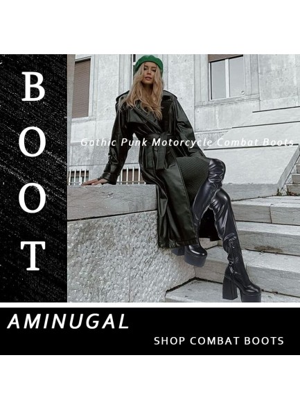 Womens Over The Knee Boots Platform Chunky Block High Heel Round Toe Zip Tight High Boots Gothic Punk