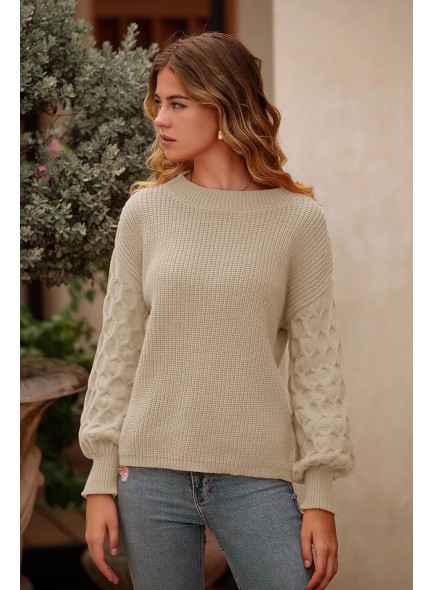 Womens 2024 Winter Long Sleeve Crewneck Loose Chunky Knit Jumper Tops Blouse
