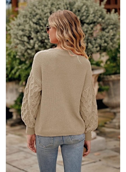 Womens 2024 Winter Long Sleeve Crewneck Loose Chunky Knit Jumper Tops Blouse