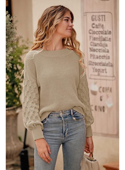 Womens 2024 Winter Long Sleeve Crewneck Loose Chunky Knit Jumper Tops Blouse