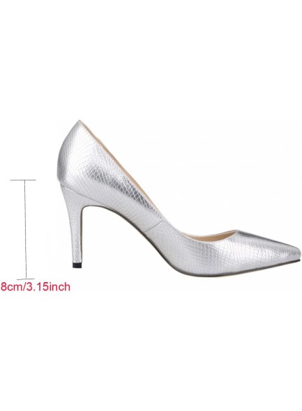 Pumps for Women Metallic High Heels Pointed Toe Stilettos Dress Heeled Pump Shoes