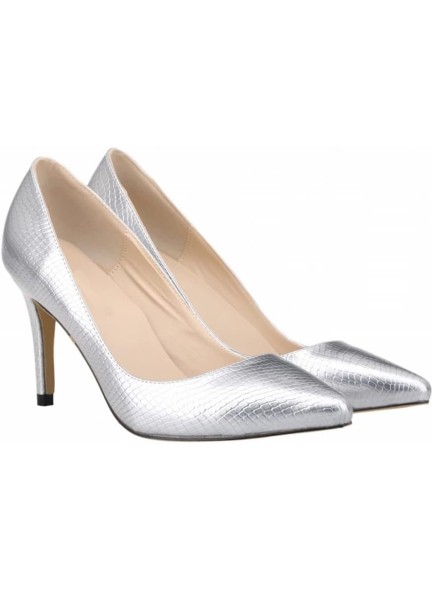 Pumps for Women Metallic High Heels Pointed Toe Stilettos Dress Heeled Pump Shoes