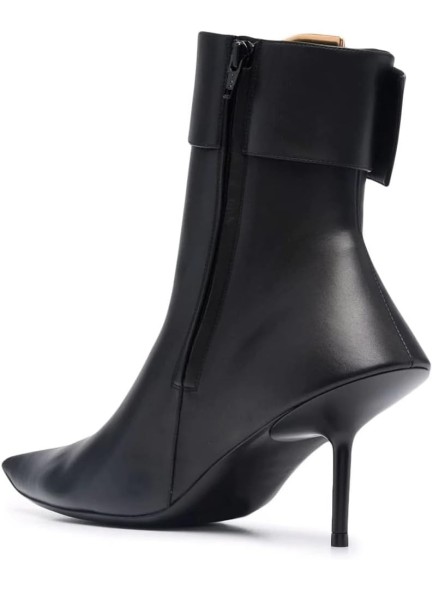 Women's Black Ankle Boots Pointed Toe Stiletto Heel Booties Ankle D Buckle Zipper Short Boot