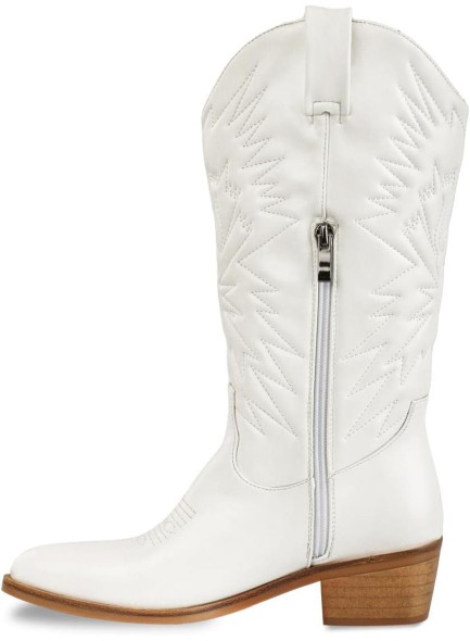 Embroidered Cowboy Cowgirl Boots Round Toe Mid Calf Chunky Stacked Heel Western Boots Wedding Riding Party