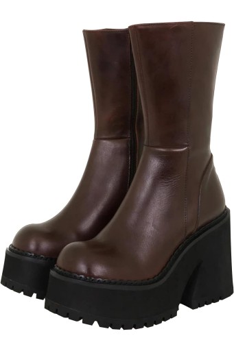 Womens Wedge Heel Ankle Boots Platform Zipper Punk Motorcycle Booties Chunky Block High Heel Round Toe 