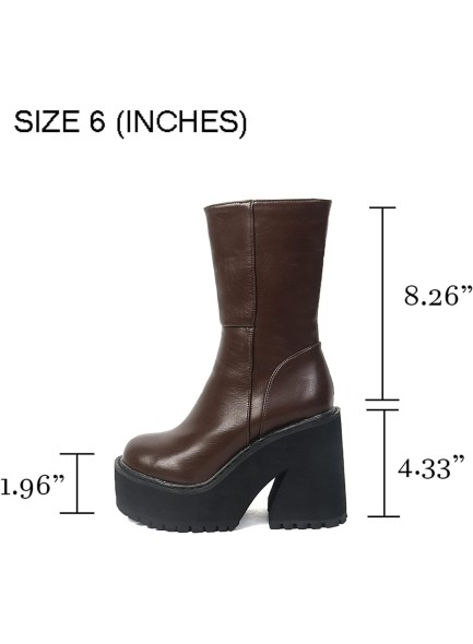 Womens Wedge Heel Ankle Boots Platform Zipper Punk Motorcycle Booties Chunky Block High Heel Round Toe