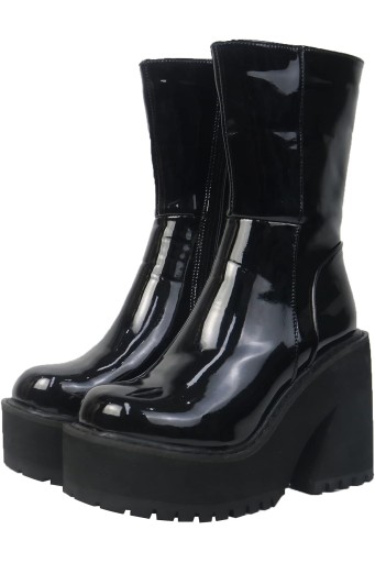 Womens Wedge Heel Ankle Boots Platform Zipper Punk Motorcycle Booties  
