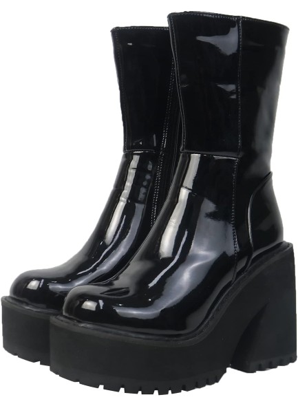 Womens Wedge Heel Ankle Boots Platform Zipper Punk Motorcycle Booties 