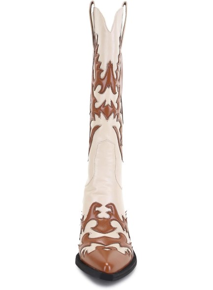 Women's 'Claremont' Sexy Cowboy Boots Mid Calf Knee-high Patchwork Dressy Cowgirl Western Woman Chunky Heel Pointed Toe Trendy Knee High Tall Boots