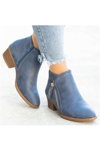 Women's Chunky Heel Side Zip Ankle Boots,Simple Suedette Side Zip Ankle Boots
