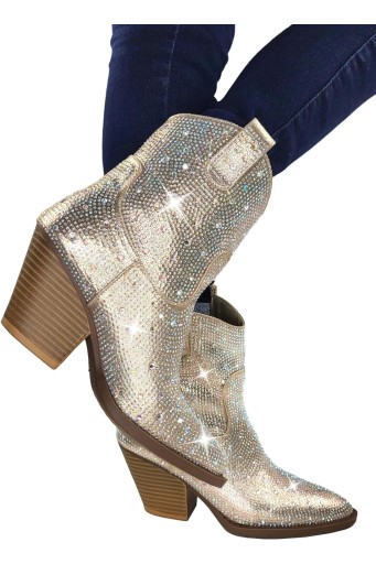 Women's Rhinestone Western Cowboy Booties 