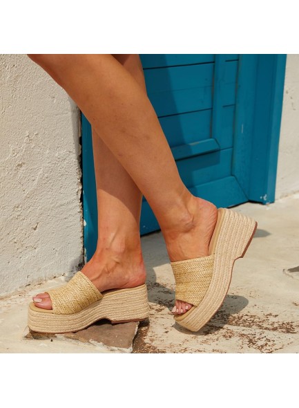Platform Slip on Espadrille Sandals for Women Wedges Slides Bohemia Sandals Flatform Open Toe Beach Sandals