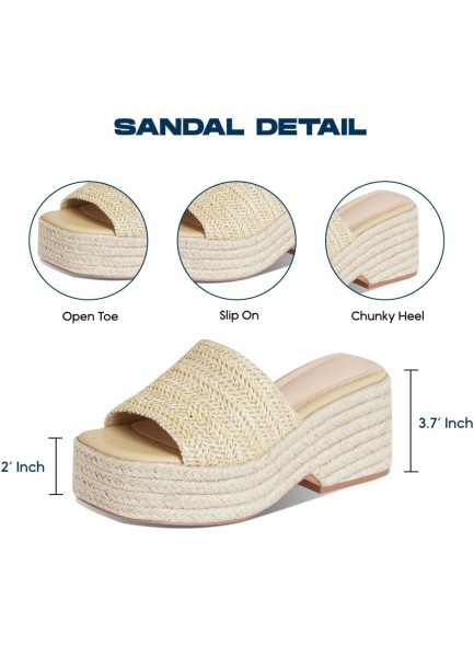 Platform Slip on Espadrille Sandals for Women Wedges Slides Bohemia Sandals Flatform Open Toe Beach Sandals