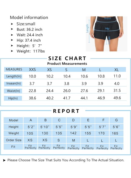 Womens High Waisted Running Shorts Quick Dry Athletic Workout Shorts with Mesh Liner Zipper Pockets