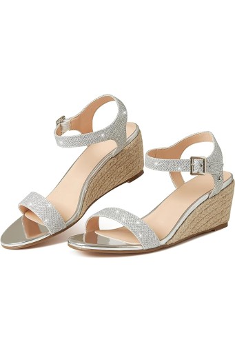 Wedge Sandals Cute Comfort Glitter Summer Sandals Fashion Dressy Espadrille Casual Outdoor Low Heel Strappy 