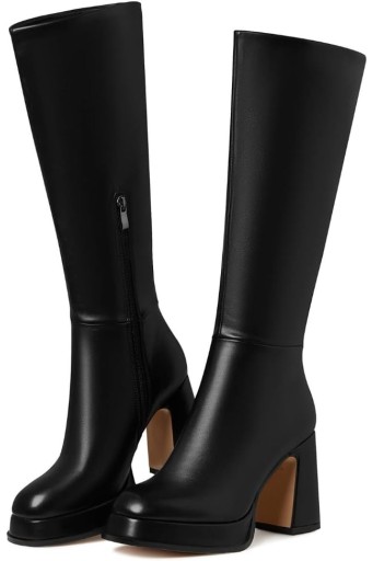 Platform Boots for Women Ankle Boots for Women Goth Chunky High Heels Squared Toe Combat Gogo Boots Motorcycle Boots 