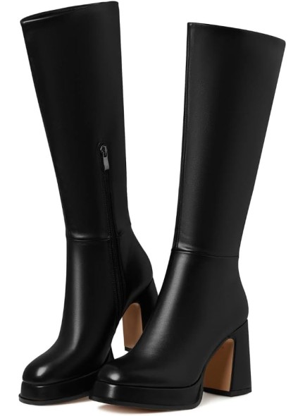 Platform Boots for Women Ankle Boots for Women Goth Chunky High Heels Squared Toe Combat Gogo Boots Motorcycle Boots