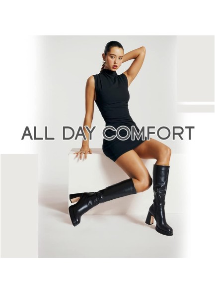 Platform Boots for Women Ankle Boots for Women Goth Chunky High Heels Squared Toe Combat Gogo Boots Motorcycle Boots