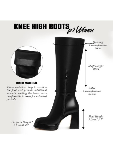 Platform Boots for Women Ankle Boots for Women Goth Chunky High Heels Squared Toe Combat Gogo Boots Motorcycle Boots