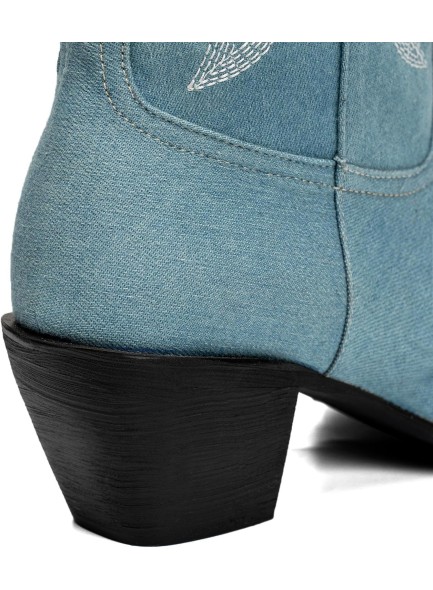 Denim Boots for Women Blue Jean Distressed High Heel Knee High Boots Stylish and Comfortable Footwear Choice