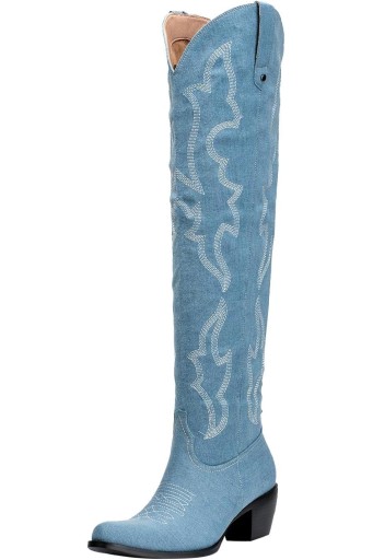 Womens White Cowgirl Boots Fashion Over the Knee Boots 