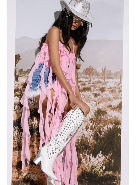 Rhinestone Cowboy Boots for Women Eagle Parttern Cowgirl Boots Chunky Heel Knee High Western Long Boots