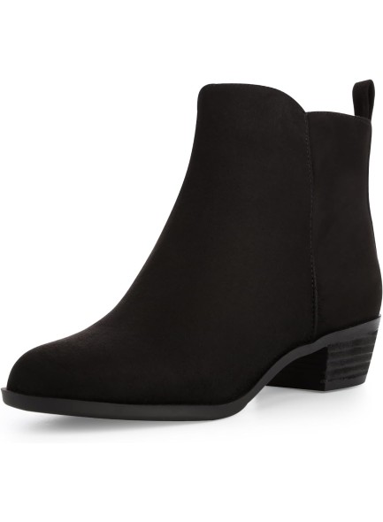 Women's Ankle Boots Round Toe Suede Western Short Booties Low Mid Block Chunky Heel Side Zipper Chelsea Boots