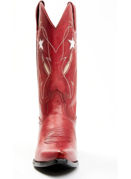 Embroidered Cowboy Boots for Women Snip Toe Chunky Heel Cowgirl Boots Slip On Mid Wide Calf Western Boots