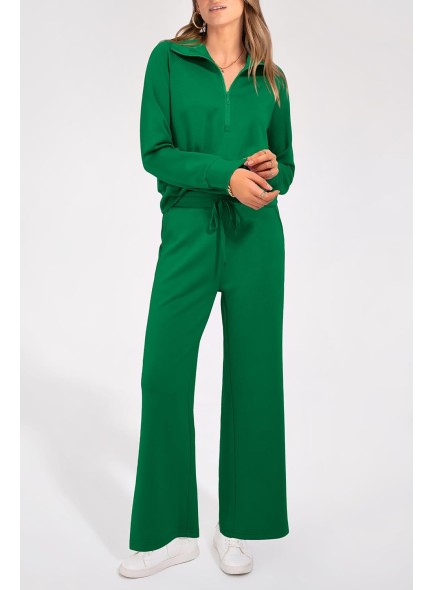 Womens 2 Piece Outfits Casual Lapel Half Zip Sweatshirts And Wide Leg Pants Tracksuit Sets