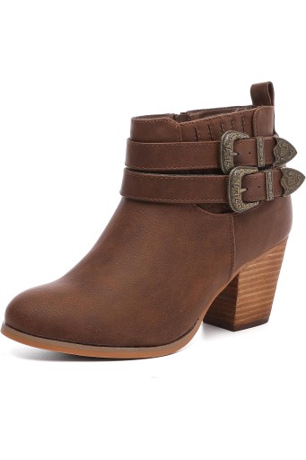Women's Wide Width Ankle Boots, Chunky Heel Side Zipper Extra Wide Short Booties. 