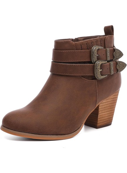 Women's Wide Width Ankle Boots, Chunky Heel Side Zipper Extra Wide Short Booties.