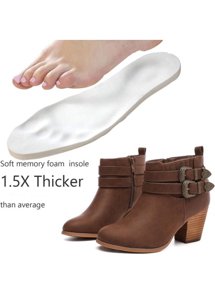 Women's Wide Width Ankle Boots, Chunky Heel Side Zipper Extra Wide Short Booties.