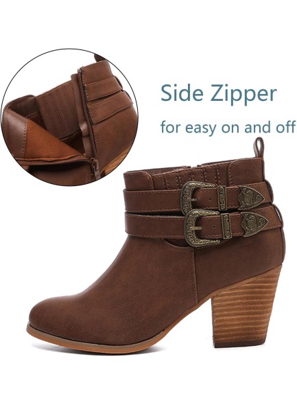 Women's Wide Width Ankle Boots, Chunky Heel Side Zipper Extra Wide Short Booties.
