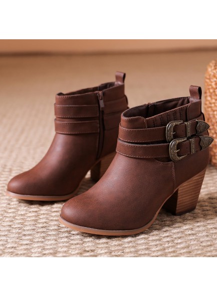 Women's Wide Width Ankle Boots, Chunky Heel Side Zipper Extra Wide Short Booties.