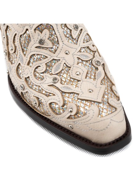 Sparkly Rhinestone Ankle Cowboy Boots for Women Sequin Glitter Cowgirl Boots Bling Western Booties Embroidered Slip On Short Boots
