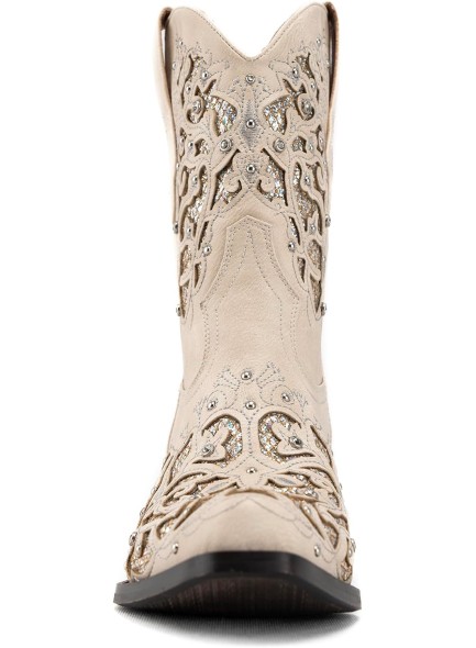 Sparkly Rhinestone Ankle Cowboy Boots for Women Sequin Glitter Cowgirl Boots Bling Western Booties Embroidered Slip On Short Boots