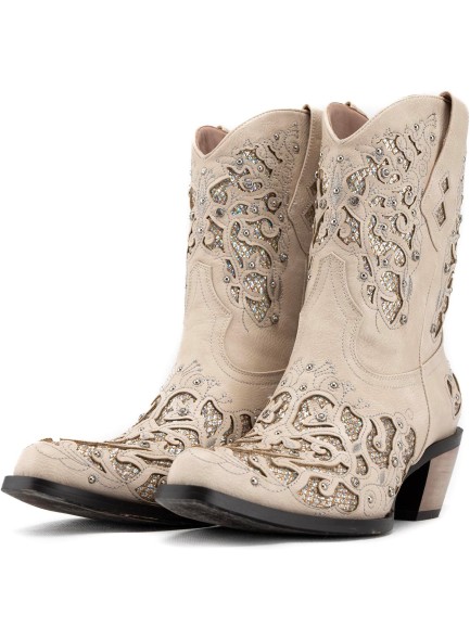 Sparkly Rhinestone Ankle Cowboy Boots for Women Sequin Glitter Cowgirl Boots Bling Western Booties Embroidered Slip On Short Boots