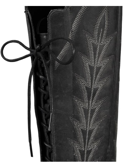 Embroidered Cowboy Boots Lace up Thigh High Boots Wide Calf Over The Knee Boots Side Zip Western Cowgirl Boots
