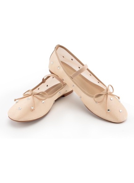 Women's Crystal Mesh Flats Shoes Round Toe Slip On Ballerina Flats
