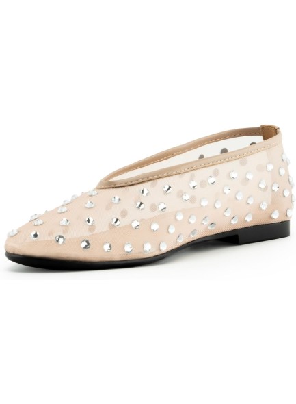 Rhinestone Flats for Women Slip On Mesh Flats Ballerina Shoes Comfortable Wedding Dance Dress Shoes