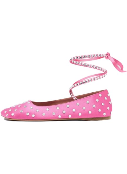 Square Toe Flats for Women Crystal Embellished Ankle Strap Lace Up Wedding Party Dress Shoes