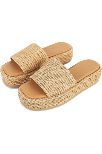 Platform Sandals for Women Espadrille Sandals Wedge Sandals for Women Cute Beach Straw Raffia Sandals Comfortable Brown Sandals Vacation for Women 