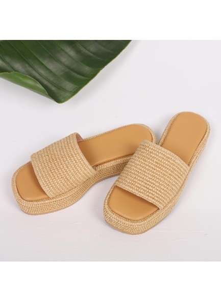 Platform Sandals for Women Espadrille Sandals Wedge Sandals for Women Cute Beach Straw Raffia Sandals Comfortable Brown Sandals Vacation for Women