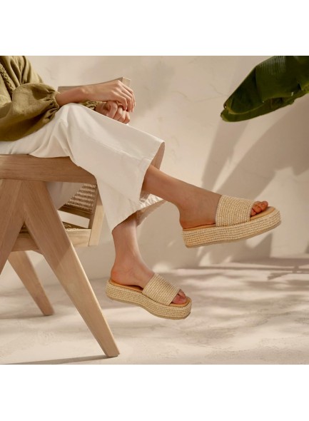 Platform Sandals for Women Espadrille Sandals Wedge Sandals for Women Cute Beach Straw Raffia Sandals Comfortable Brown Sandals Vacation for Women