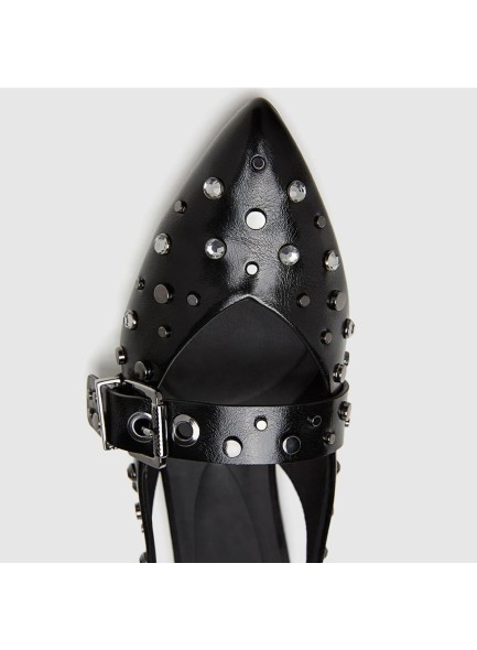 Silver Slingback Flats Shoes Pointed Toe Buckle Eyelet Flats Slip on Shoes Studded Plate Rivet Fashion Ballerina Shoes Casual Wedding Dancing Metallic Silver Shoes D'orsay Point Plain Ballet