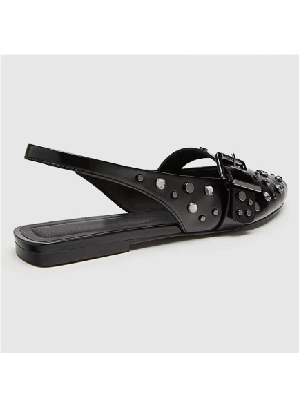 Silver Slingback Flats Shoes Pointed Toe Buckle Eyelet Flats Slip on Shoes Studded Plate Rivet Fashion Ballerina Shoes Casual Wedding Dancing Metallic Silver Shoes D'orsay Point Plain Ballet